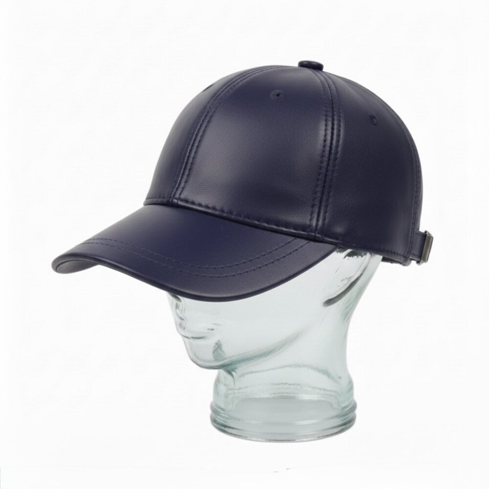 Navy Blue Genuine Leather Cap Leather Baseball Cap Handmade Leather Cap Unisex